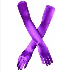 Long purple satin gloves new